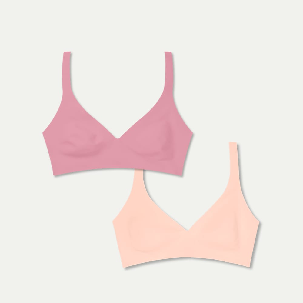 Womenâ€TMs No Show Plunge Bralette 2-Pack - Dried Rose x Pink Sandstone L