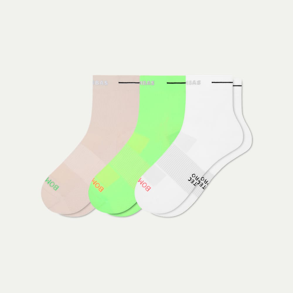 Women's RunPro Quarter Sock 3-Pack - lime sand mix L