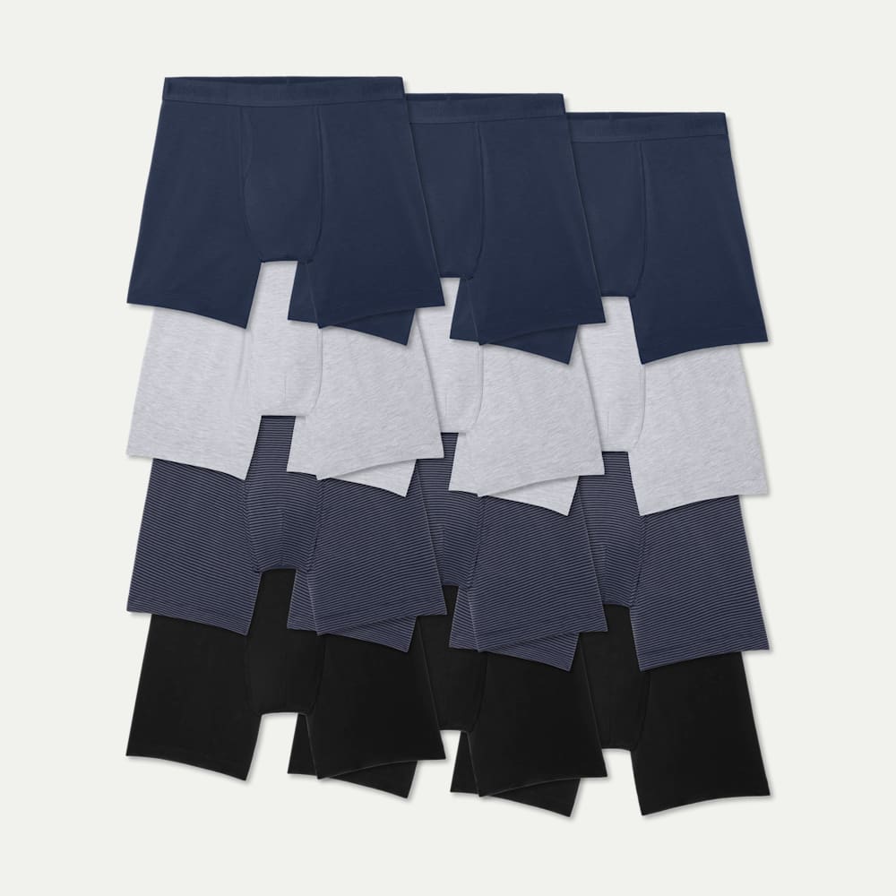 Men's Cotton Modal Blend Boxer Brief - Classic Fly 12-Pack - Neutral L