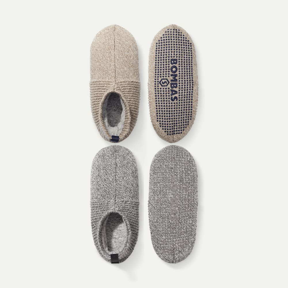 Women's Gripper Slipper Taupe Grey Mix 2-Pack L