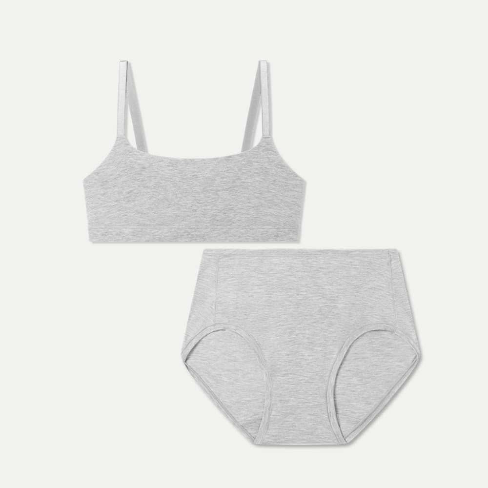 Womenâ€TMs Super Soft Bralette + High Rise Brief Pack - Varsity Grey Heather L