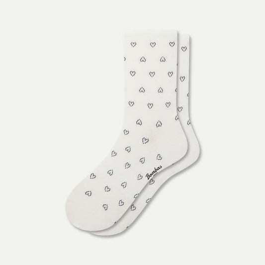 Lightweight Half Calf Socks - white heart L [10083]