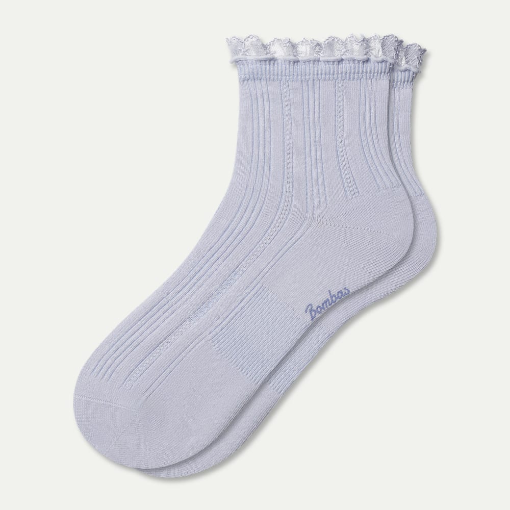 Women’s Ruffle Lace Quarter Socks - sky sail blue L [10089]