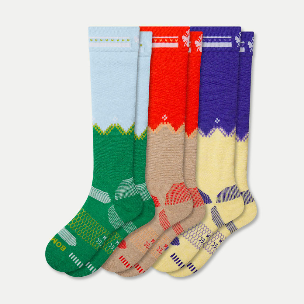 Youth Full-Cushion Merino Wool Blend Ski & Snowboard Socks - lava blue mix L [10198]