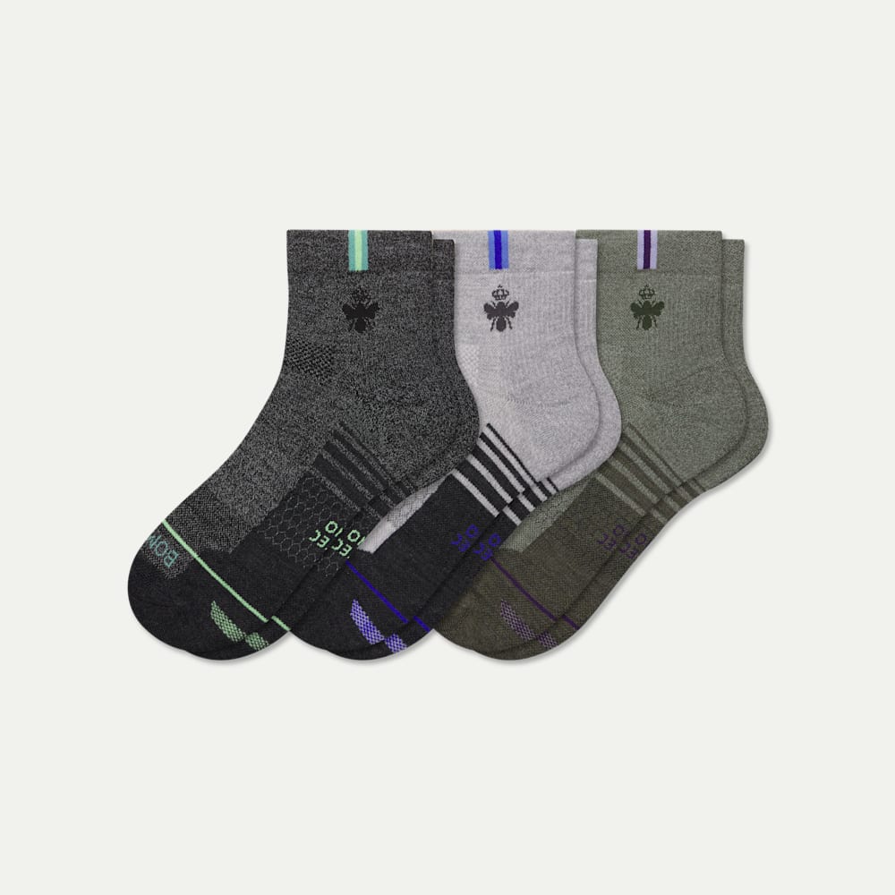 Merino Wool Blend Athletic Quarter Sock 3-Pack- meteor mix L [10201]