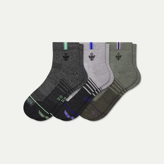 Merino Wool Blend Athletic Quarter Sock 3-Pack- meteor mix L [10201]