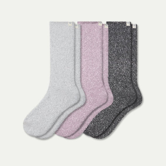 Women's Fuzzy Sock 3-Pack - sparkle mix L [10217]
