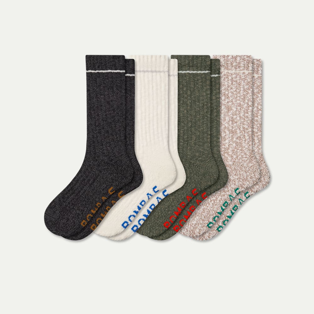 Men's Chunky Ragg Calf Sock 4-Pack - cocoa ivory mix L [10241]