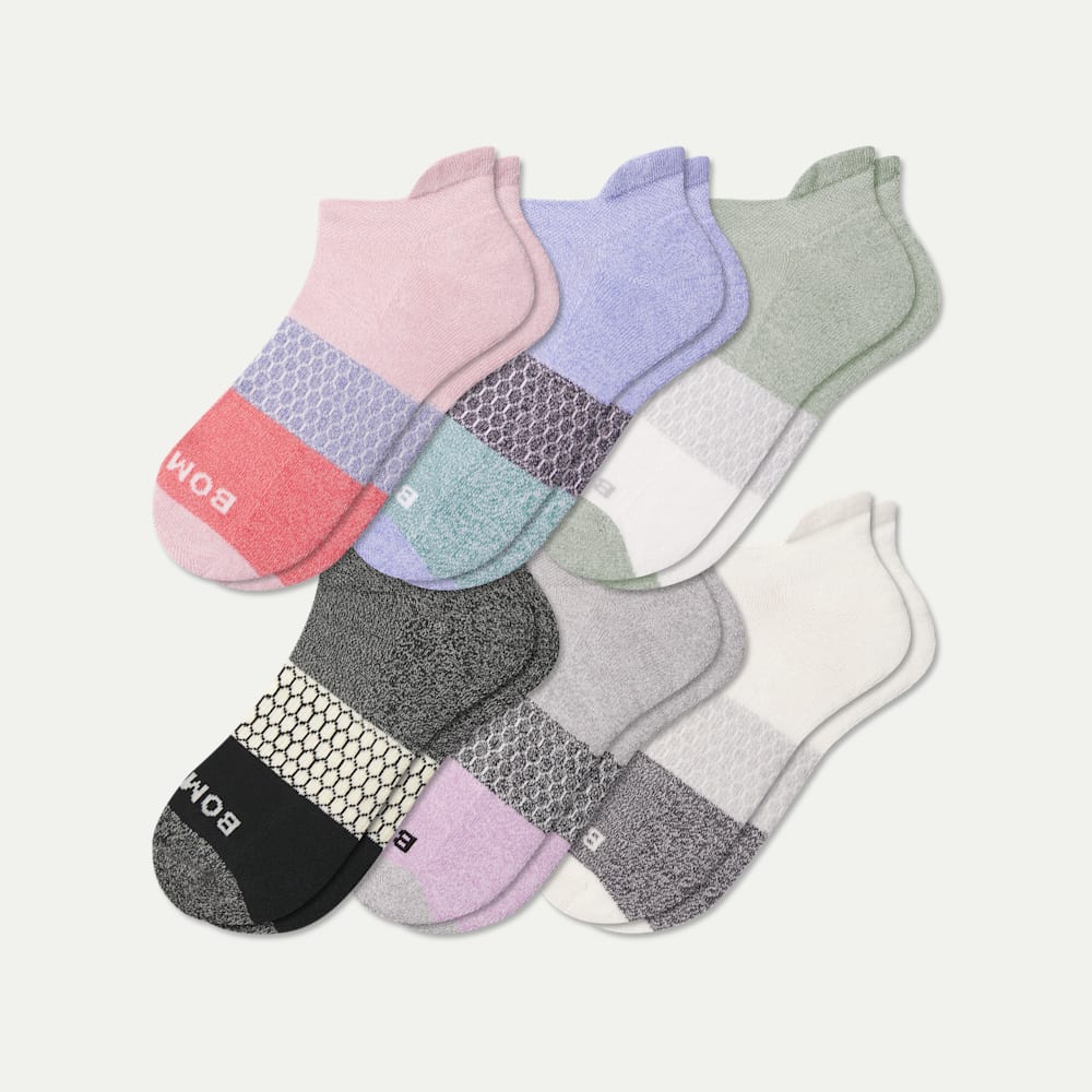 Women's Tri-Block Ankle Sock 6-Pack - rose white mix L [10305]