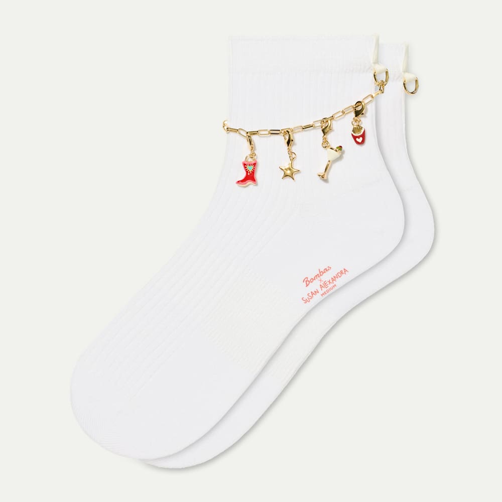 Lightweight Ribbed Quarter Socks - White L [10348]