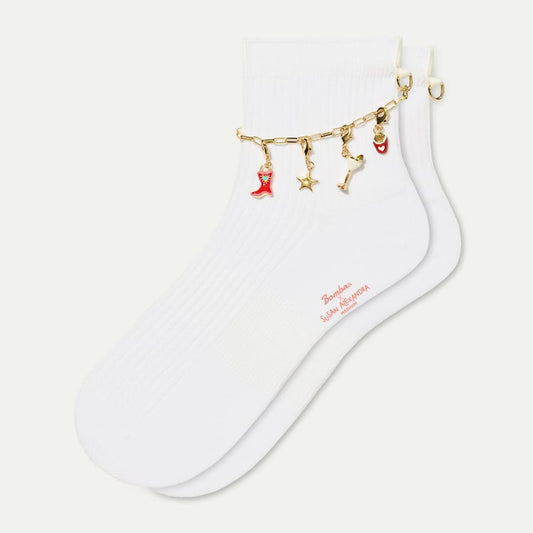 Lightweight Ribbed Quarter Socks - White L [10348]