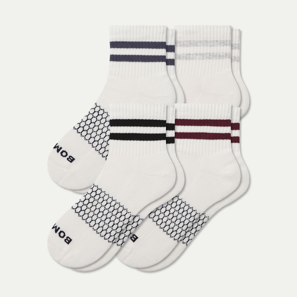 Vintage Stripes Quarter Sock 4-Pack - mixed white L [10381]