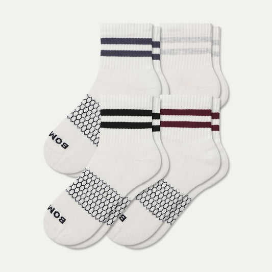 Vintage Stripes Quarter Sock 4-Pack - mixed white L [10381]