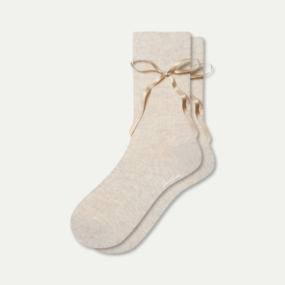 Lightweight Bow Half Calf Socks - sandy heather L [10514]