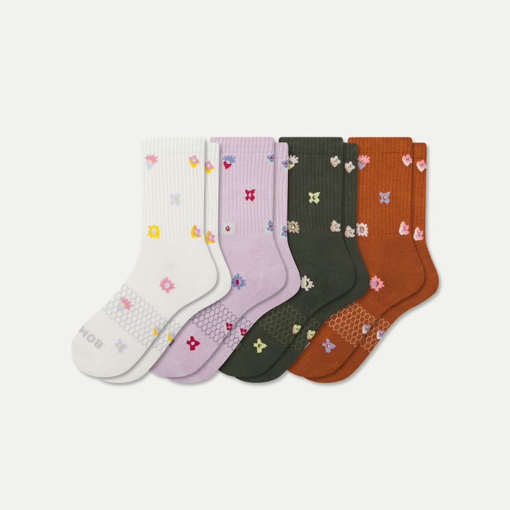 Women’s Garden Party Half Calf Sock 4-Pack - lavender olive mix L [10552]