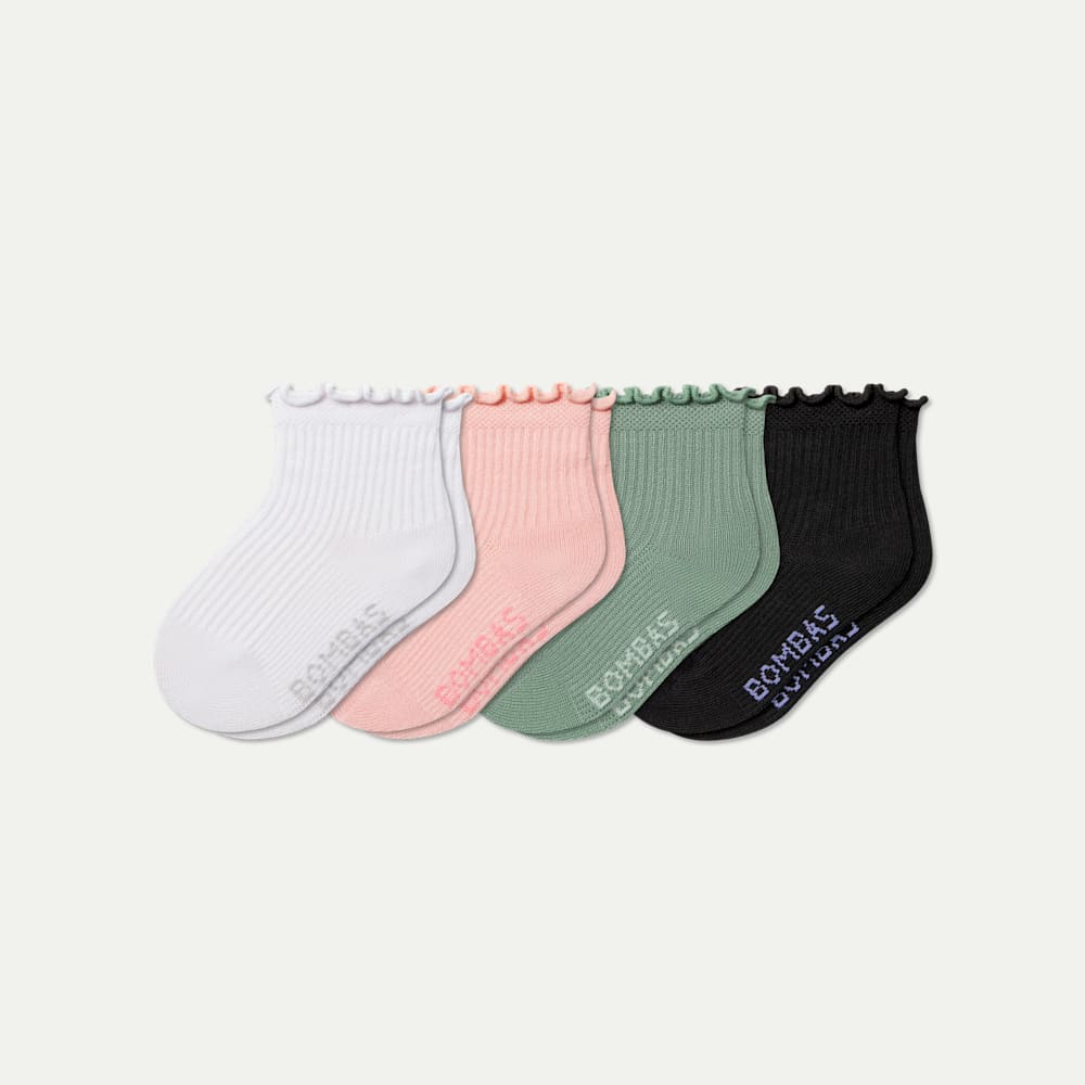 Ruffle Rib Calf Socks - pink sage mix L [10604]