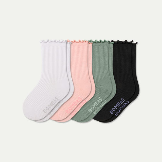Ruffle Rib Calf Socks - pink sage mix L [10605]