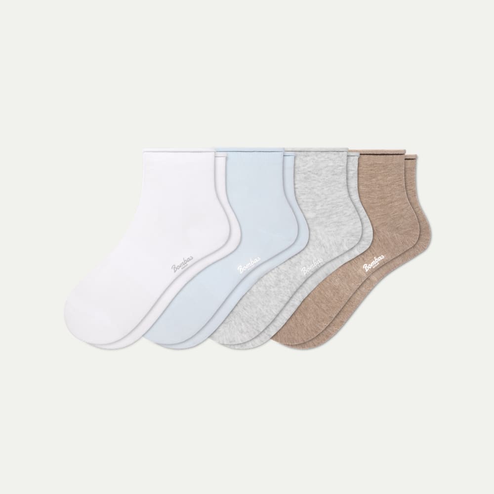 Lightweight Roll Top Quarter Socks - cloud mist mix L [11206]
