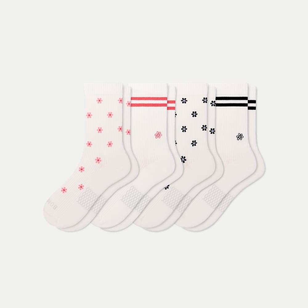 Modern Rib Half Calf Socks - floral stripe mix L [11231]