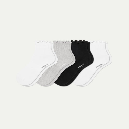 Ruffle Rib Quarter Socks - mixed L [11316]