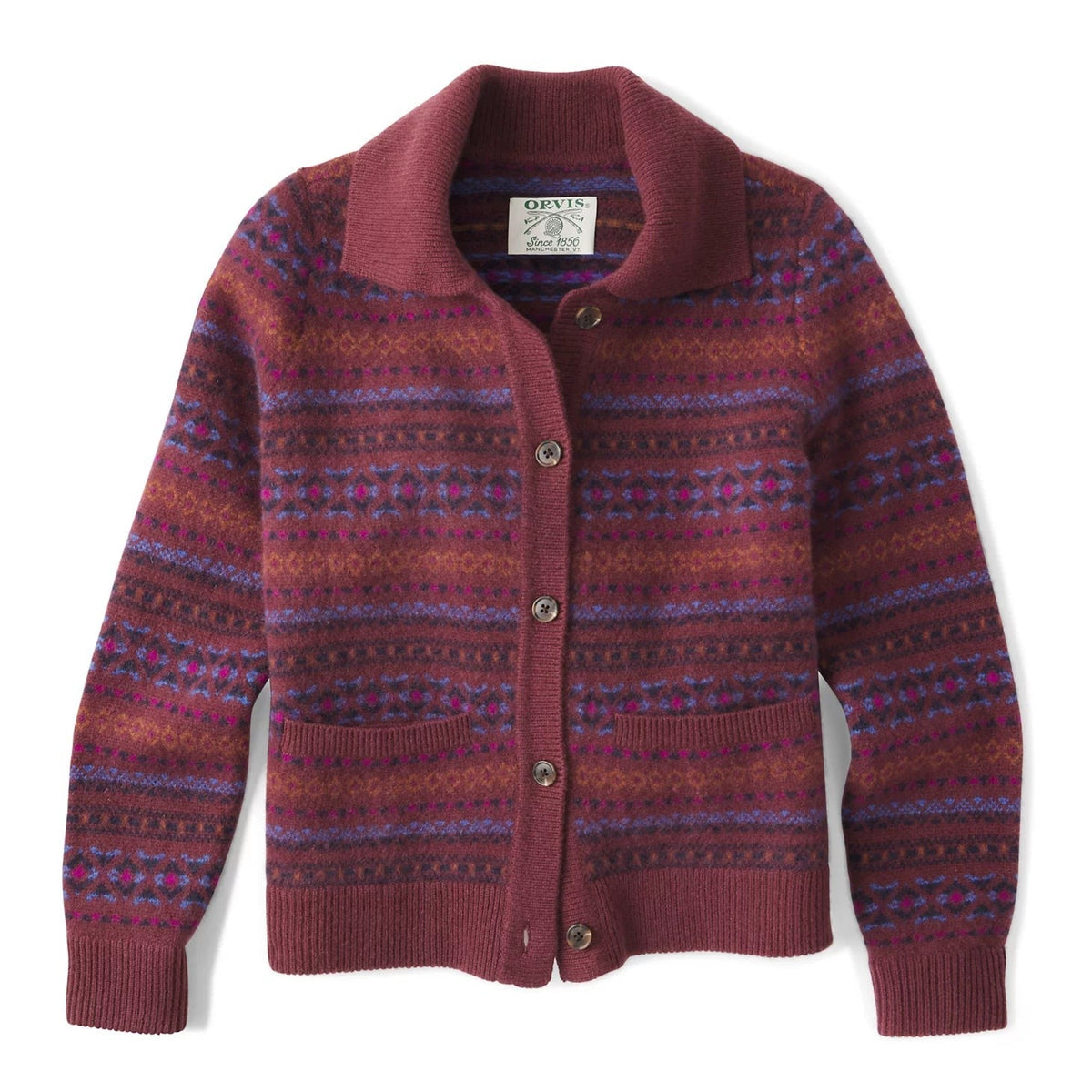 Orvis Affordable - Fair Isle Patterned Brushed Cashmere Cardigan