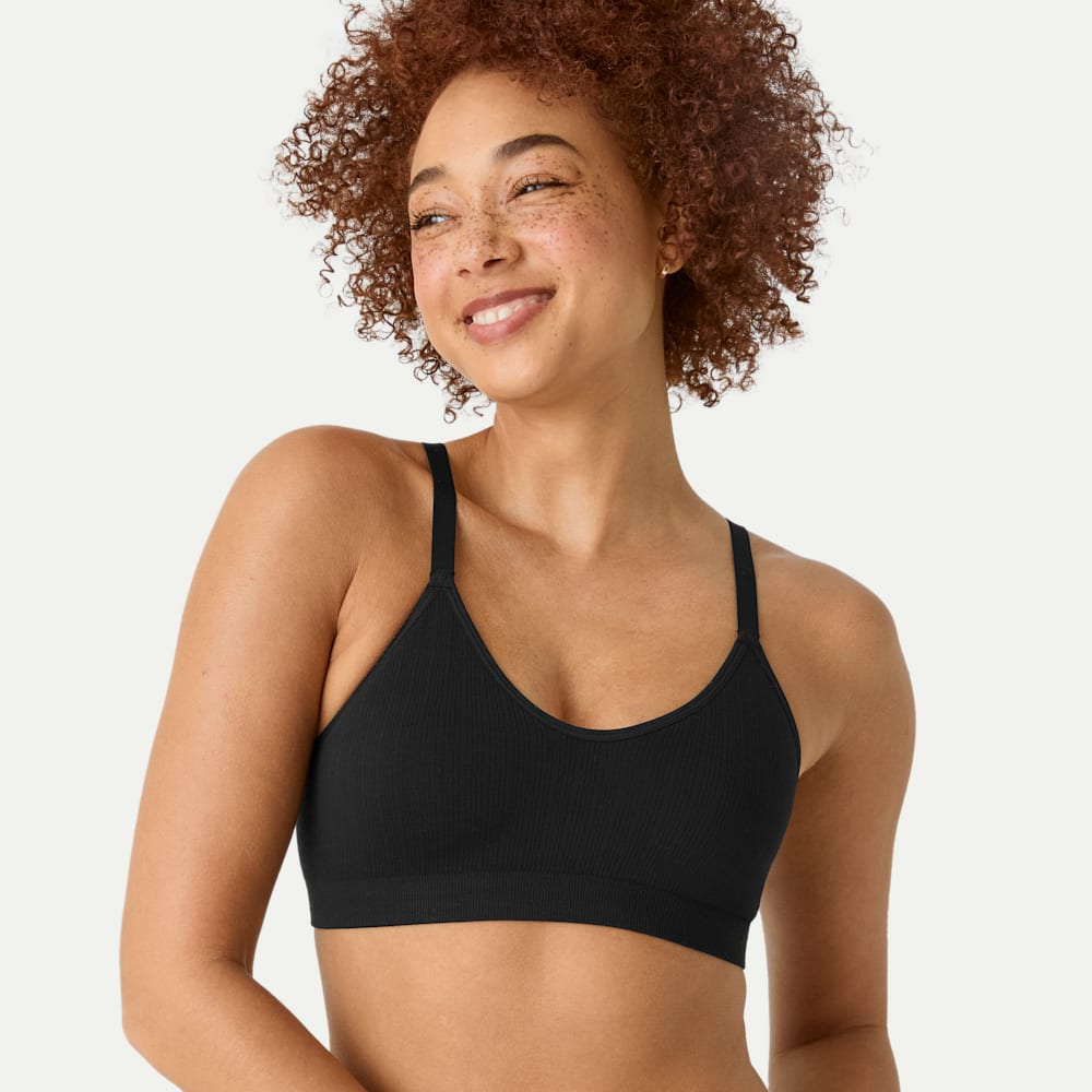 Ribbed Seamless Scoop Bralette - Black WO1 [7729]