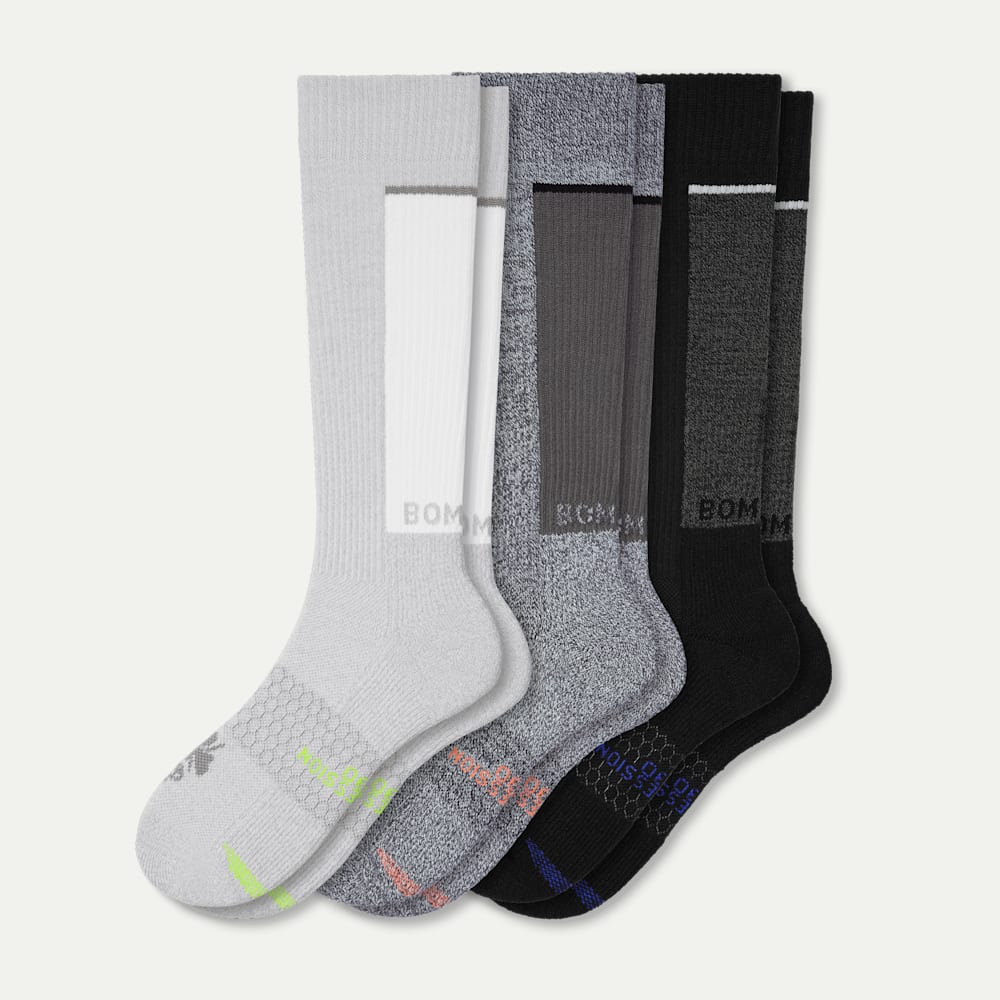Women's Performance Compression Sock (20-30mmHg) 3-Pack Black Charcoal Grey L