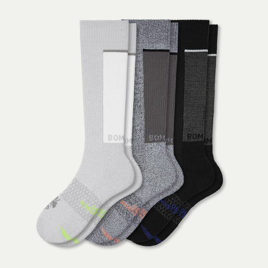 Women's Performance Compression Sock (20-30mmHg) 3-Pack Black Charcoal Grey L