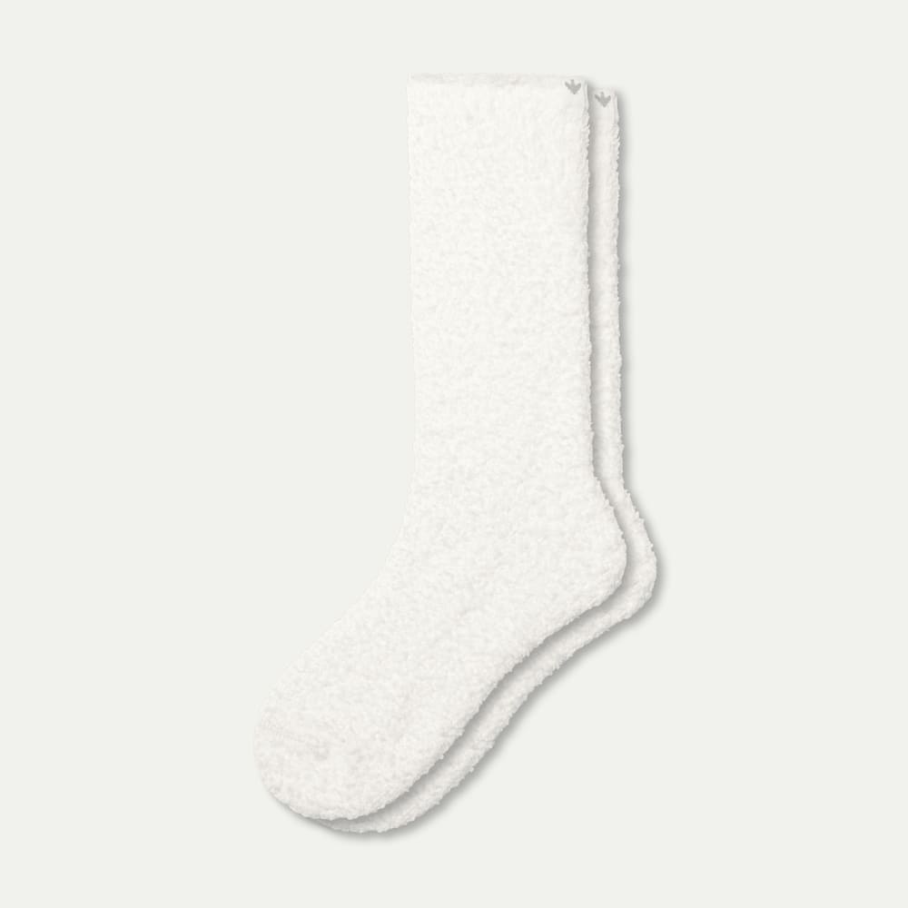 Women's Fuzzy Calf Socks - Soft White L [8161]