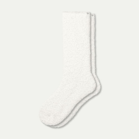 Women's Fuzzy Calf Socks - Soft White L [8161]