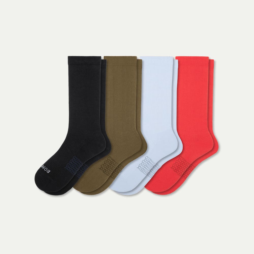 Modern Rib Calf Socks - olive blue mix