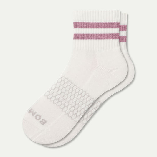 Women's Vintage Stripes Quarter Socks - dried rose L [9006]