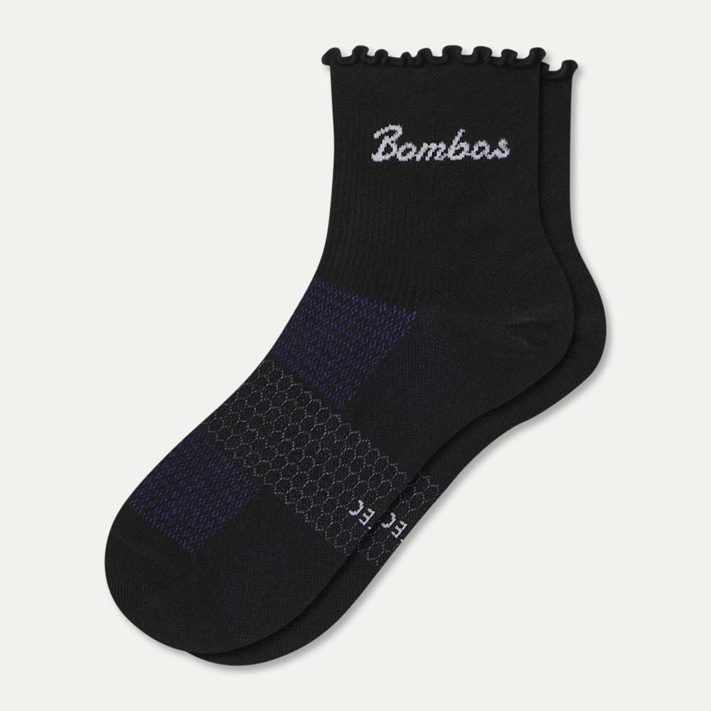 Ruffle Athletic Quarter Socks - black L [9161]