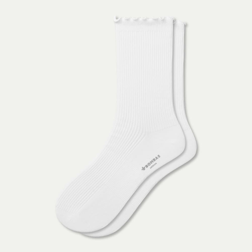 Ruffle Rib Half Calf - White L [9285]