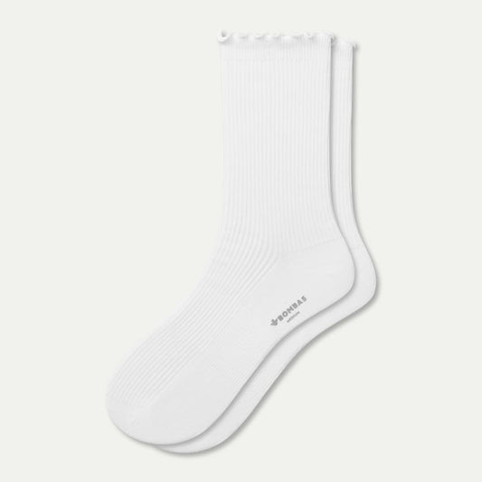 Ruffle Rib Half Calf - White L [9285]