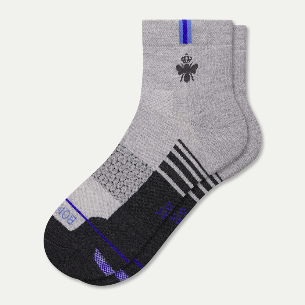 Merino Wool Blend Athletic Quarter Socks - meteor white L [9712]