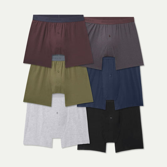 Men's Cotton Modal Blend Boxer 6-Pack - All Spice Navy Mix L