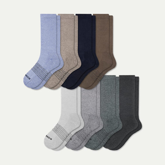 Men's Marl Calf Sock 8-Pack - Birch Blue Mix L