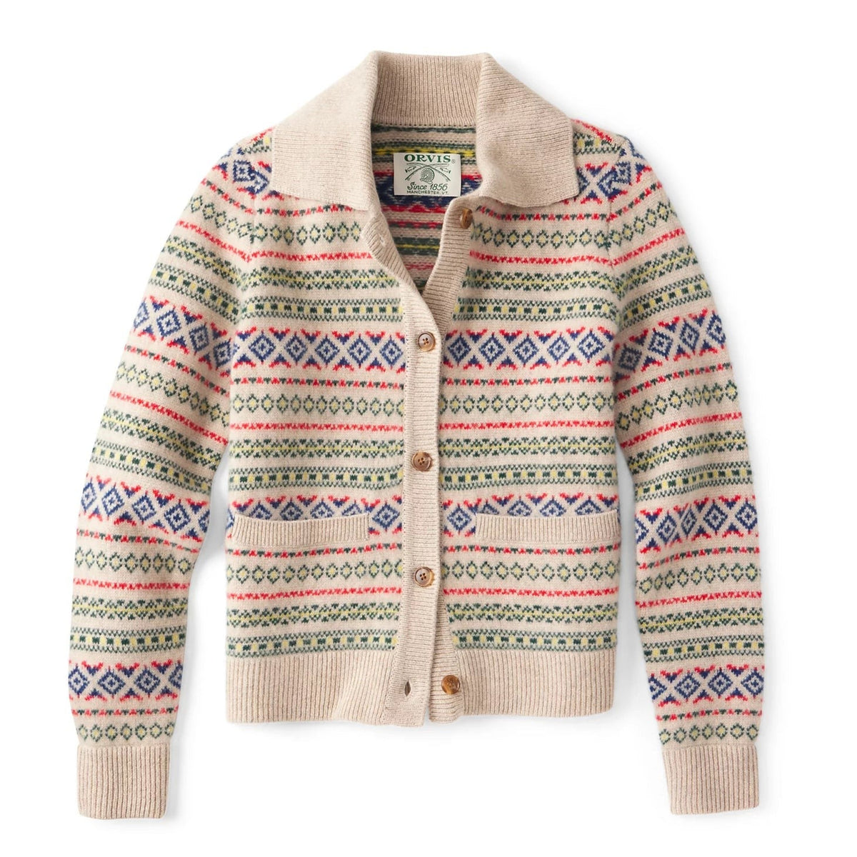 Orvis Affordable - Fair Isle Patterned Brushed Cashmere Cardigan