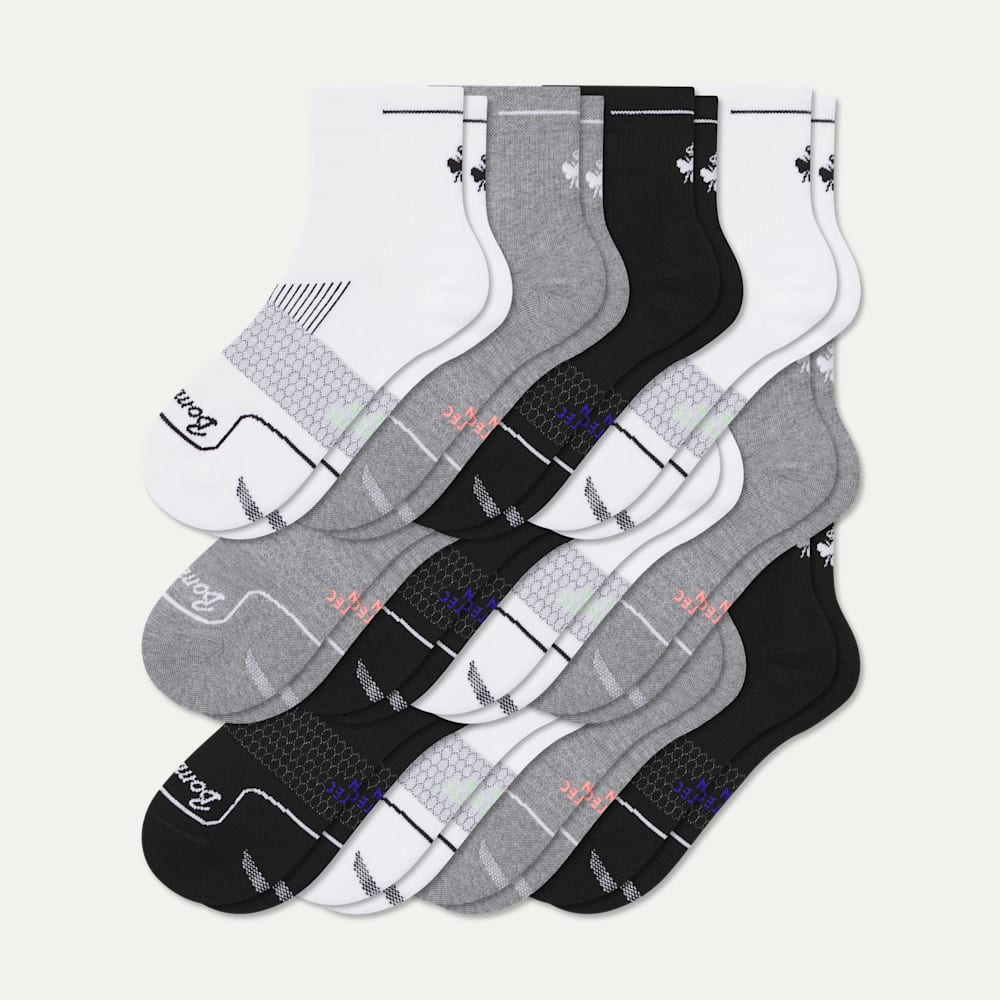 Women's Running Quarter Sock 12-Pack - Black Core Mix