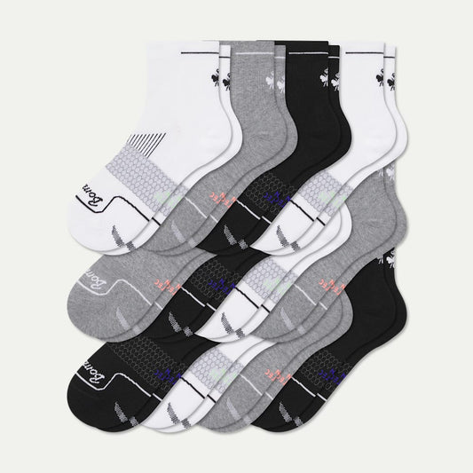 Men's Running Quarter Sock 12-Pack - Black Core Mix