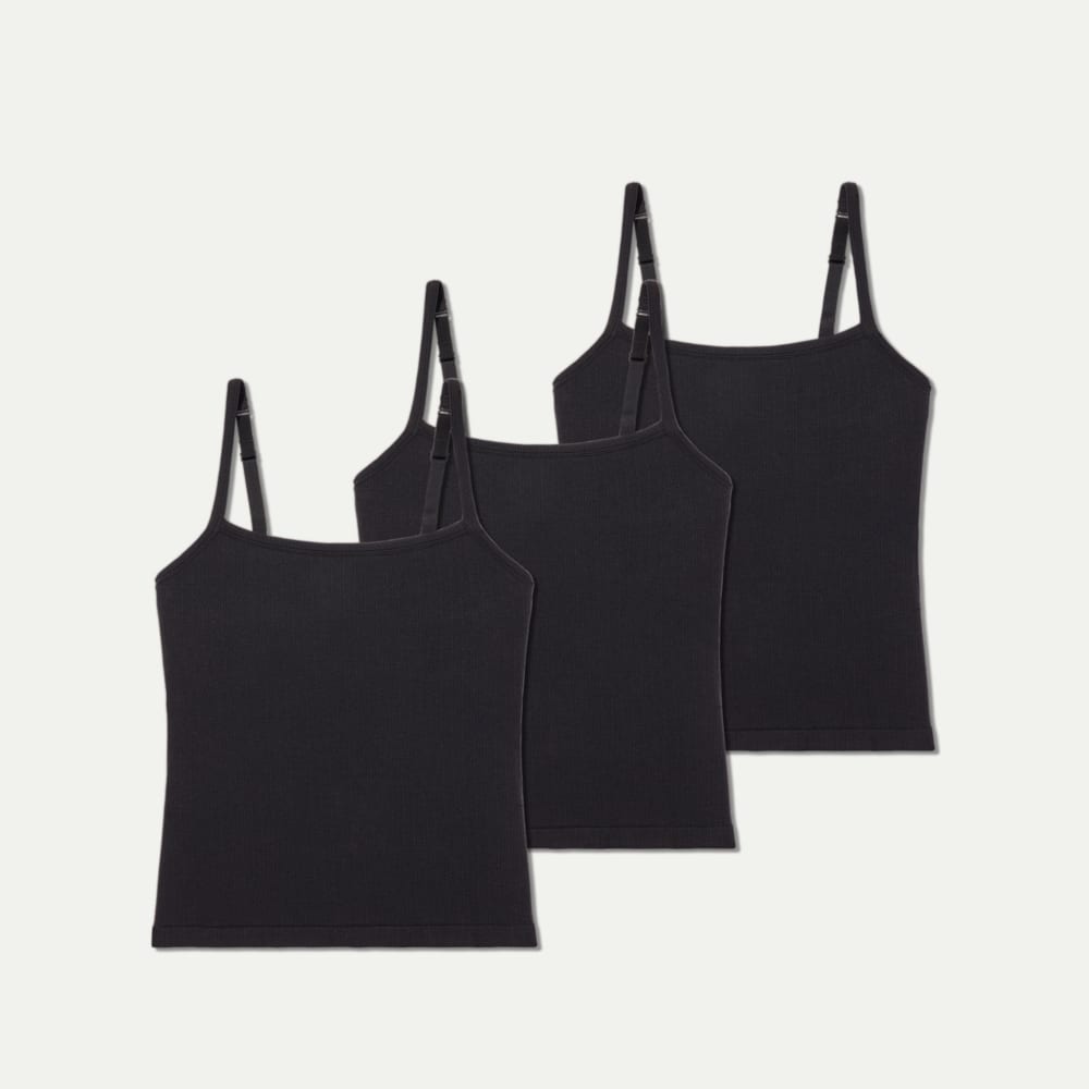 Women's Built-In Bra Seamless Cami 3-Pack - Black L