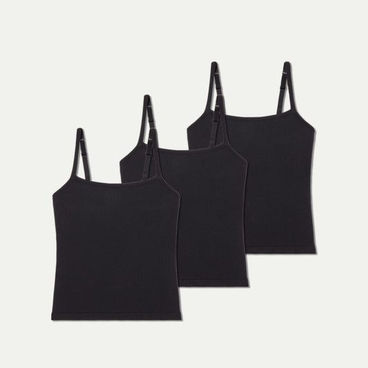Women's Built-In Bra Seamless Cami 3-Pack - Black L