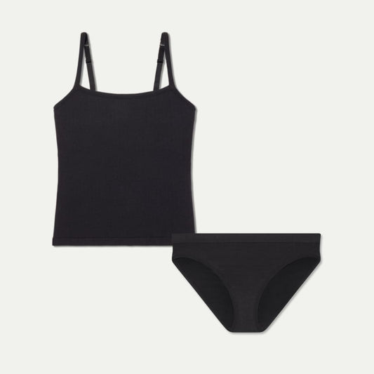 Women's Built-In Bra Seamless Cami + Bikini Pack - Black L