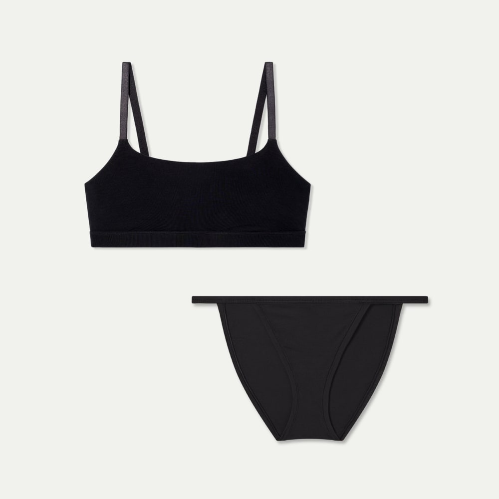 Womenâ€TMs Super Soft Bralette + String Bikini Pack - Black L