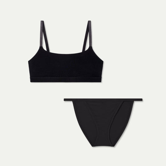 Womenâ€TMs Super Soft Bralette + String Bikini Pack - Black L