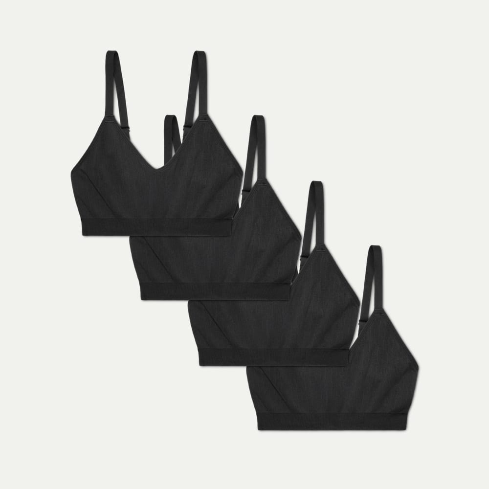 Women's Seamless Scoop Bralette 4-Pack - Black L