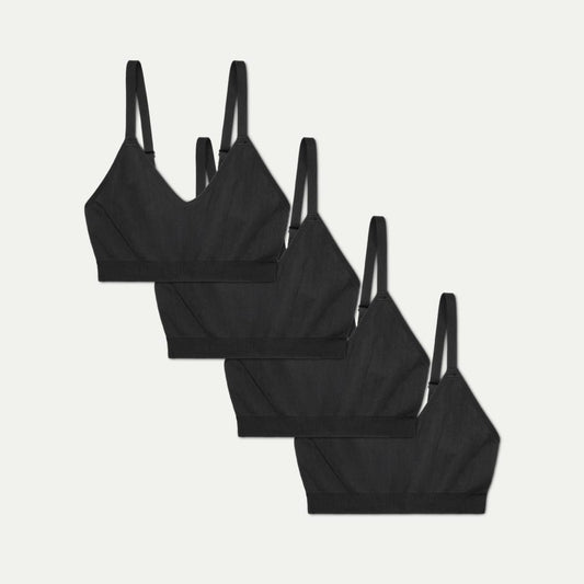 Women's Seamless Scoop Bralette 4-Pack - Black L