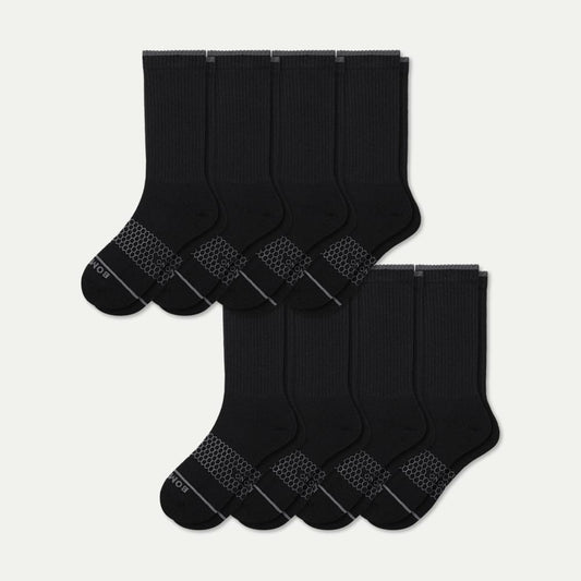 Merino Wool Blend Calf Sock 8-Pack - Black Mix L