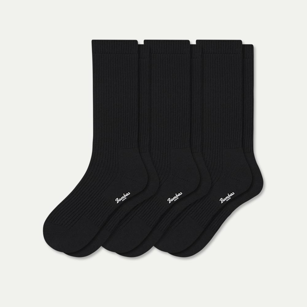 Men's Merino Cashmere Blend Calf Sock 3-Pack - Black Mix L